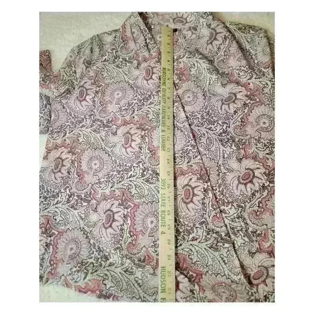Talbots Womens Top Size 14 Pink Paisley Surplice Faux Wrap Blouse Prairie - Picture 11 of 11